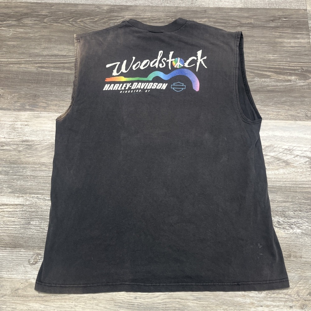 Vintage Harley Davidson Tie Dye Woodstock New York Shirt Rainbow Tank Top XL